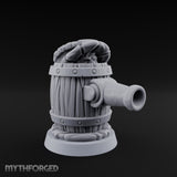 Barrel Popping Halfling Cannoneer Miniature for Dungeons and Dragons, Pathfinder or other TTRPGs