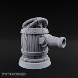 Barrel Popping Halfling Cannoneer Miniature for Dungeons and Dragons, Pathfinder or other TTRPGs
