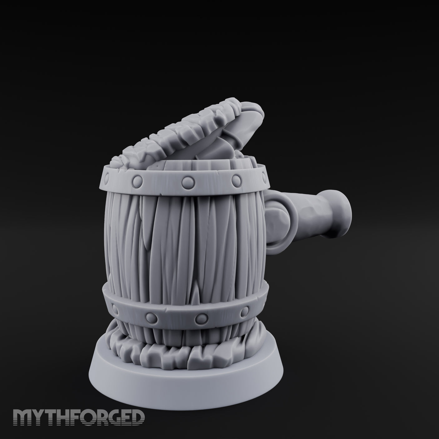 Barrel Popping Halfling Cannoneer Miniature for Dungeons and Dragons, Pathfinder or other TTRPGs