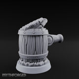Barrel Popping Halfling Cannoneer Miniature for Dungeons and Dragons, Pathfinder or other TTRPGs