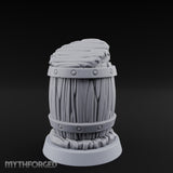 Barrel Popping Halfling Cannoneer Miniature for Dungeons and Dragons, Pathfinder or other TTRPGs