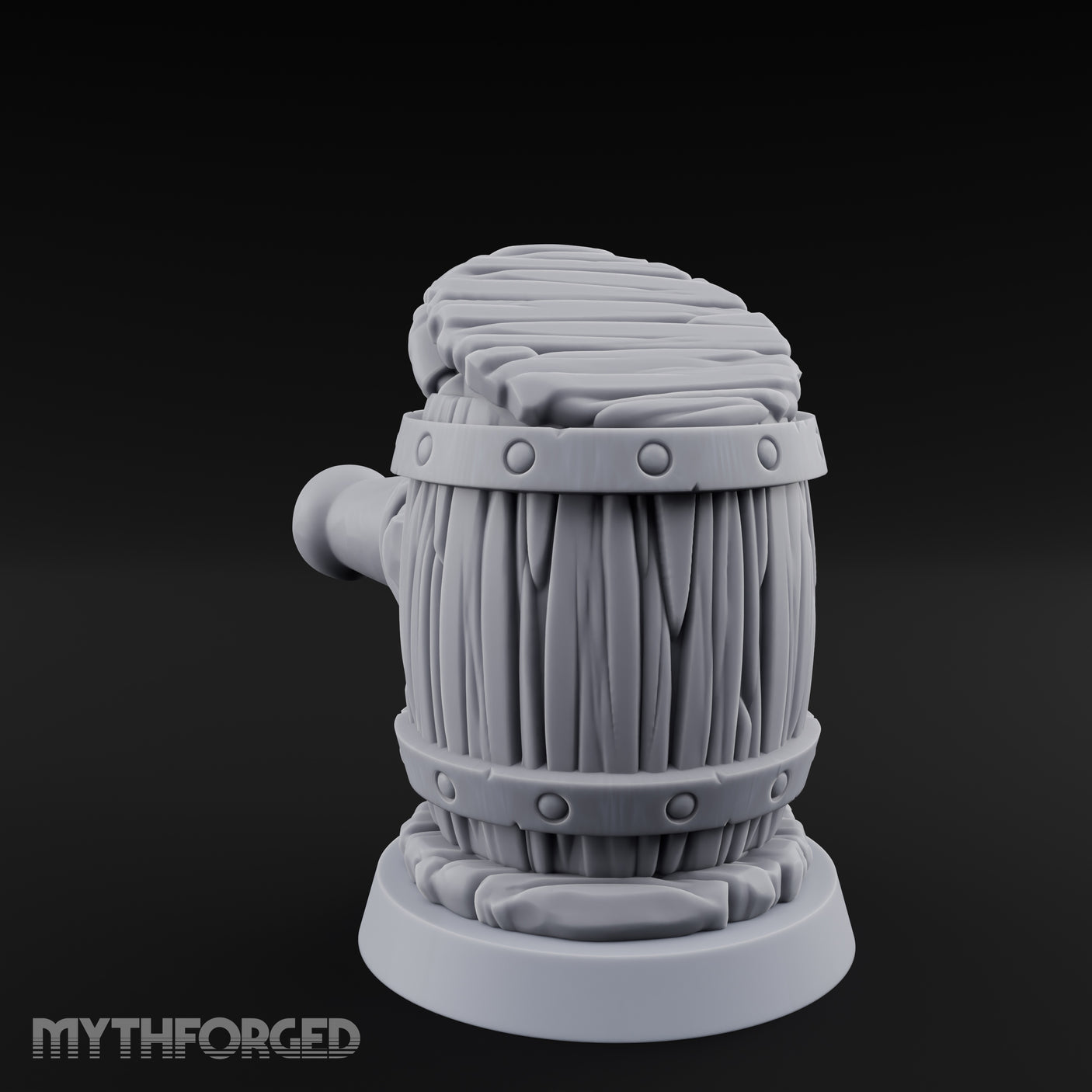Barrel Popping Halfling Cannoneer Miniature for Dungeons and Dragons, Pathfinder or other TTRPGs