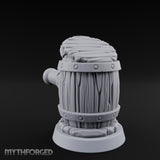 Barrel Popping Halfling Cannoneer Miniature for Dungeons and Dragons, Pathfinder or other TTRPGs