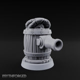 Barrel Popping Halfling Cannoneer Miniature for Dungeons and Dragons, Pathfinder or other TTRPGs