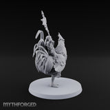 Dawn Marches Under His Banner Halfling Captain on Axe Beak