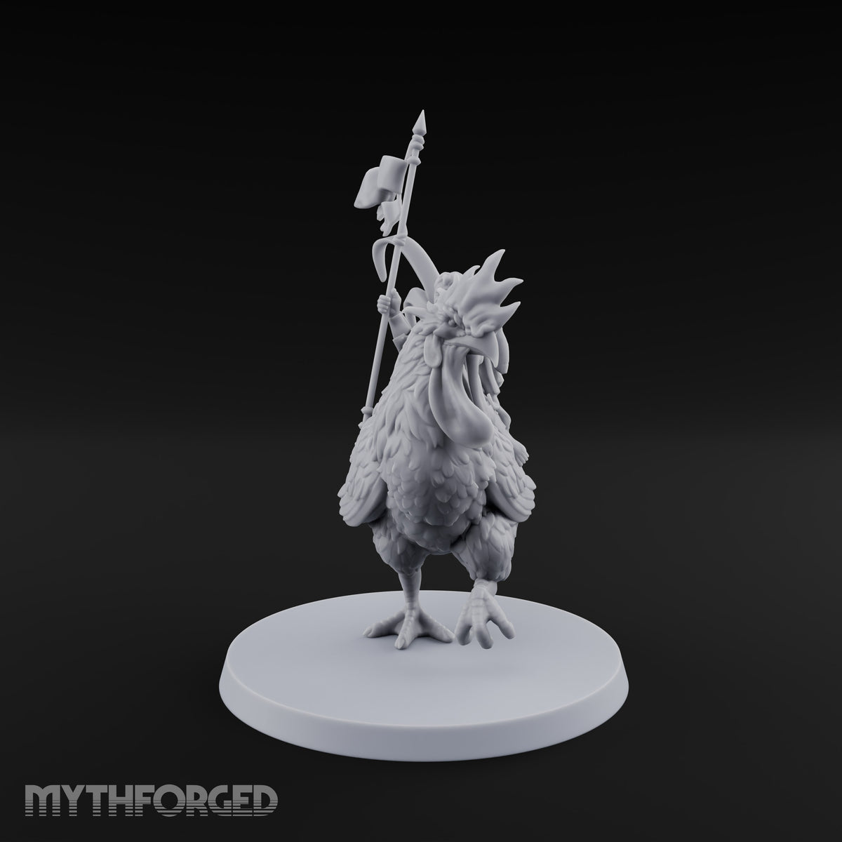 Dawn Marches Under His Banner Halfling Captain on Axe Beak