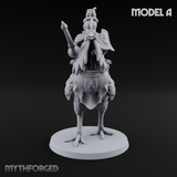 Regally Mounted Halfling Chicken Riders Miniature for Dungeons and Dragons, Pathfinder or other TTRPGs