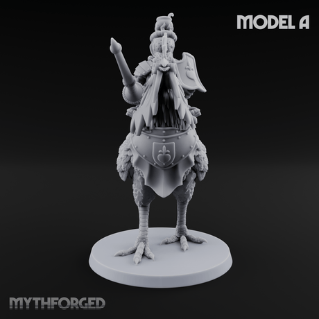 Regally Mounted Halfling Chicken Riders A Miniature for Dungeons and Dragons, Pathfinder or other TTRPGs