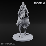 Regally Mounted Halfling Chicken Riders Miniature for Dungeons and Dragons, Pathfinder or other TTRPGs