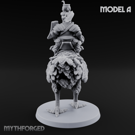 Regally Mounted Halfling Chicken Riders A Miniature for Dungeons and Dragons, Pathfinder or other TTRPGs