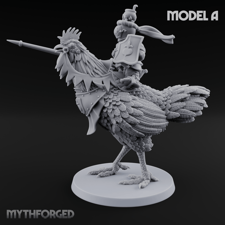 Regally Mounted Halfling Chicken Riders A Miniature for Dungeons and Dragons, Pathfinder or other TTRPGs
