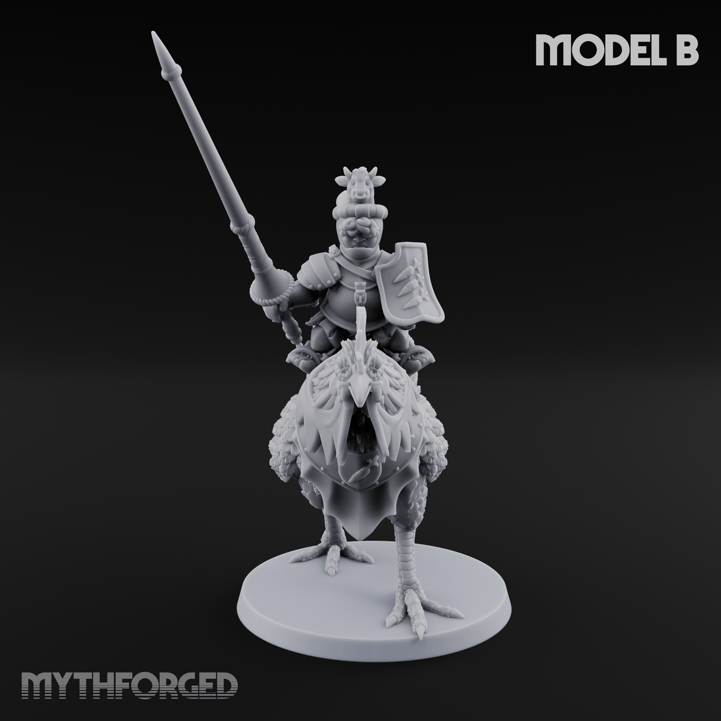 Regally Mounted Halfling Chicken Riders Miniature for Dungeons and Dragons, Pathfinder or other TTRPGs