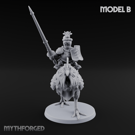 Regally Mounted Halfling Chicken Riders B Miniature for Dungeons and Dragons, Pathfinder or other TTRPGs