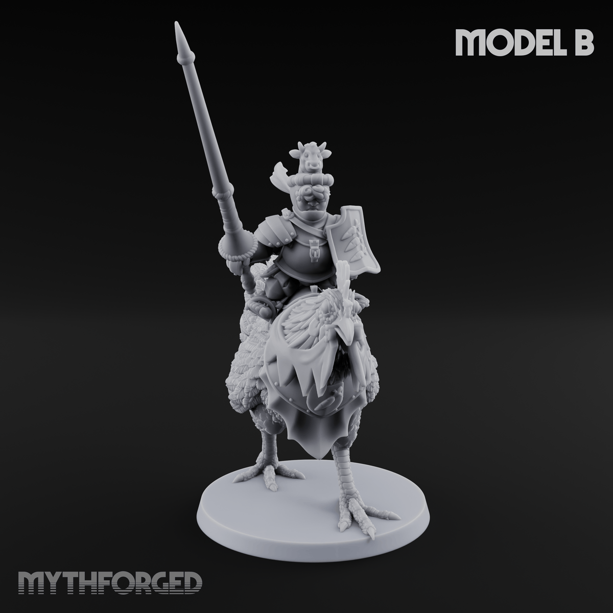 Regally Mounted Halfling Chicken Riders Miniature for Dungeons and Dragons, Pathfinder or other TTRPGs