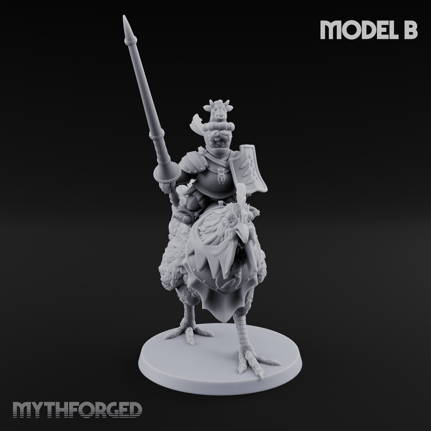 Regally Mounted Halfling Chicken Riders Miniature for Dungeons and Dragons, Pathfinder or other TTRPGs