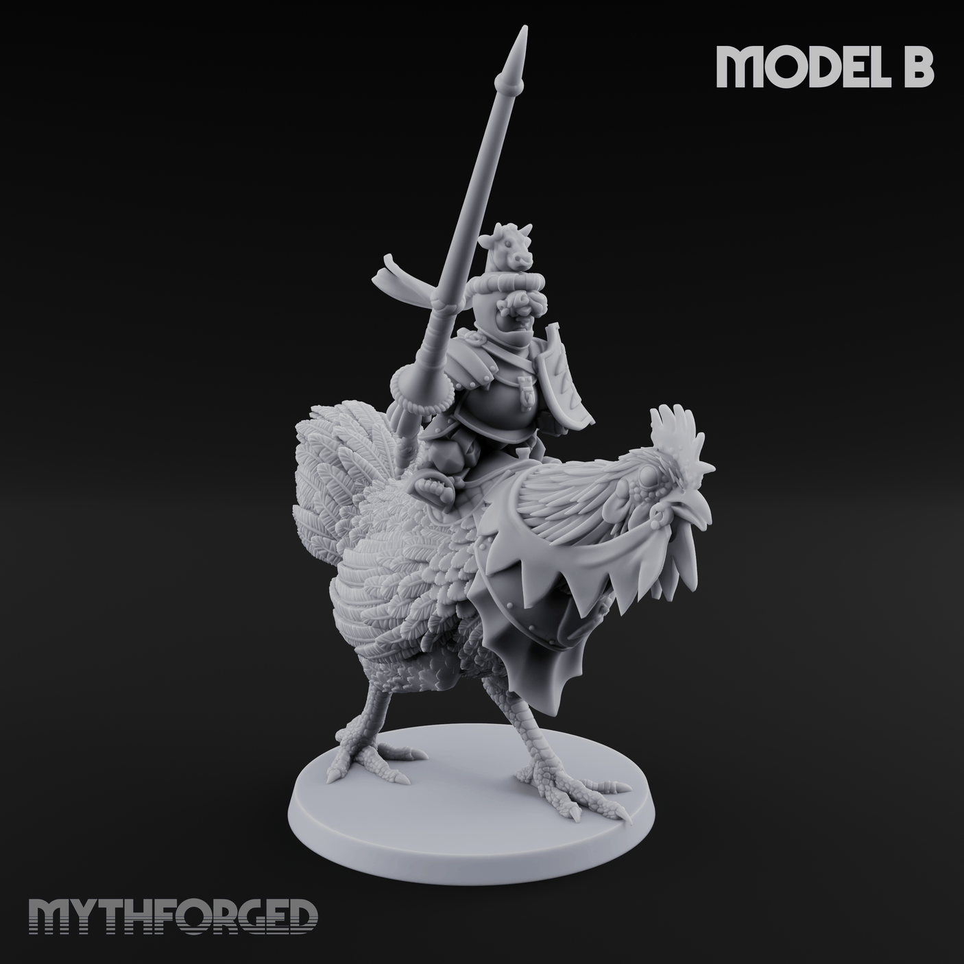 Regally Mounted Halfling Chicken Riders Miniature for Dungeons and Dragons, Pathfinder or other TTRPGs