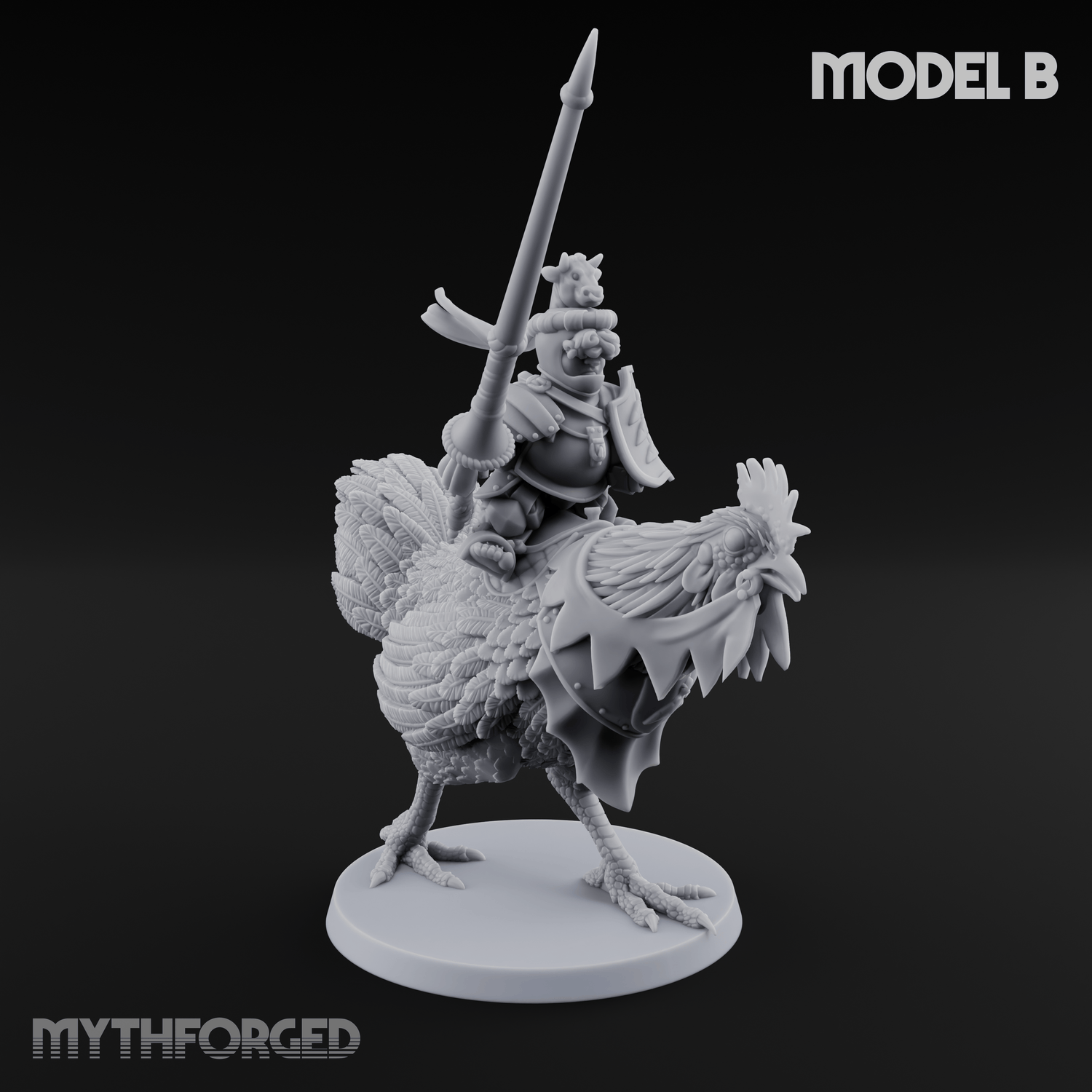 Regally Mounted Halfling Chicken Riders B Miniature for Dungeons and Dragons, Pathfinder or other TTRPGs
