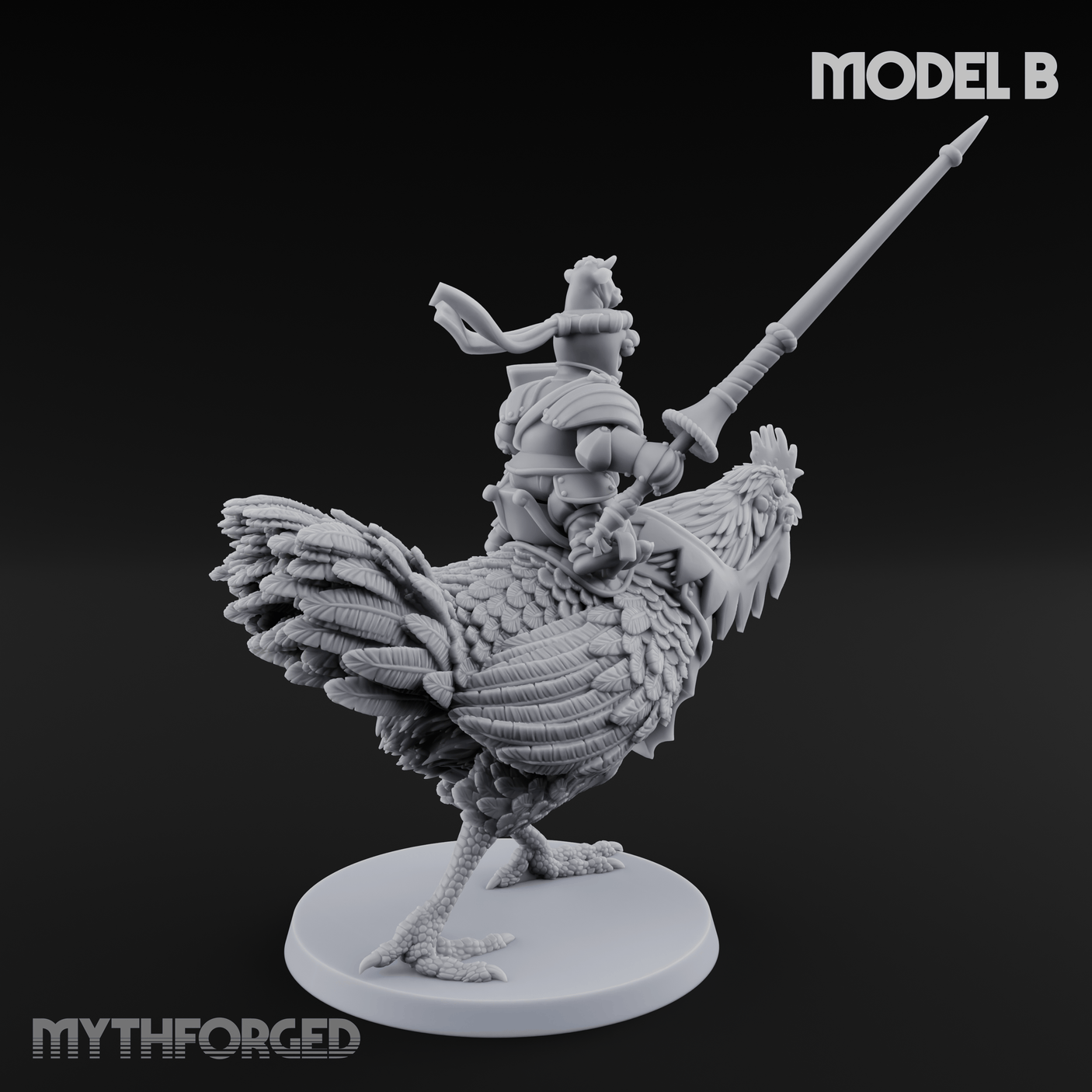 Regally Mounted Halfling Chicken Riders B Miniature for Dungeons and Dragons, Pathfinder or other TTRPGs