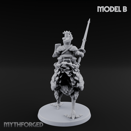 Regally Mounted Halfling Chicken Riders B Miniature for Dungeons and Dragons, Pathfinder or other TTRPGs