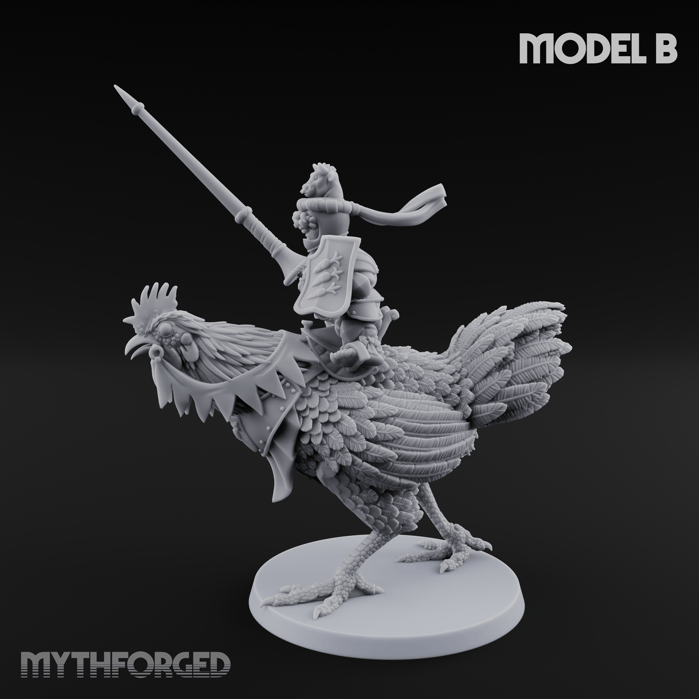Regally Mounted Halfling Chicken Riders B Miniature for Dungeons and Dragons, Pathfinder or other TTRPGs