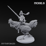 Regally Mounted Halfling Chicken Riders B Miniature for Dungeons and Dragons, Pathfinder or other TTRPGs