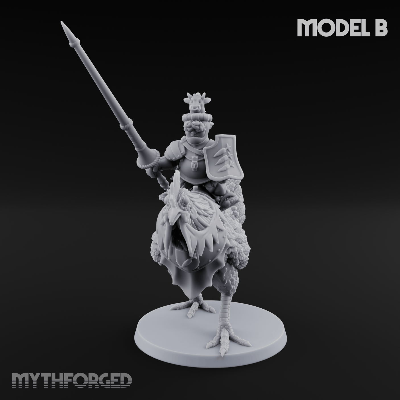 Regally Mounted Halfling Chicken Riders B Miniature for Dungeons and Dragons, Pathfinder or other TTRPGs