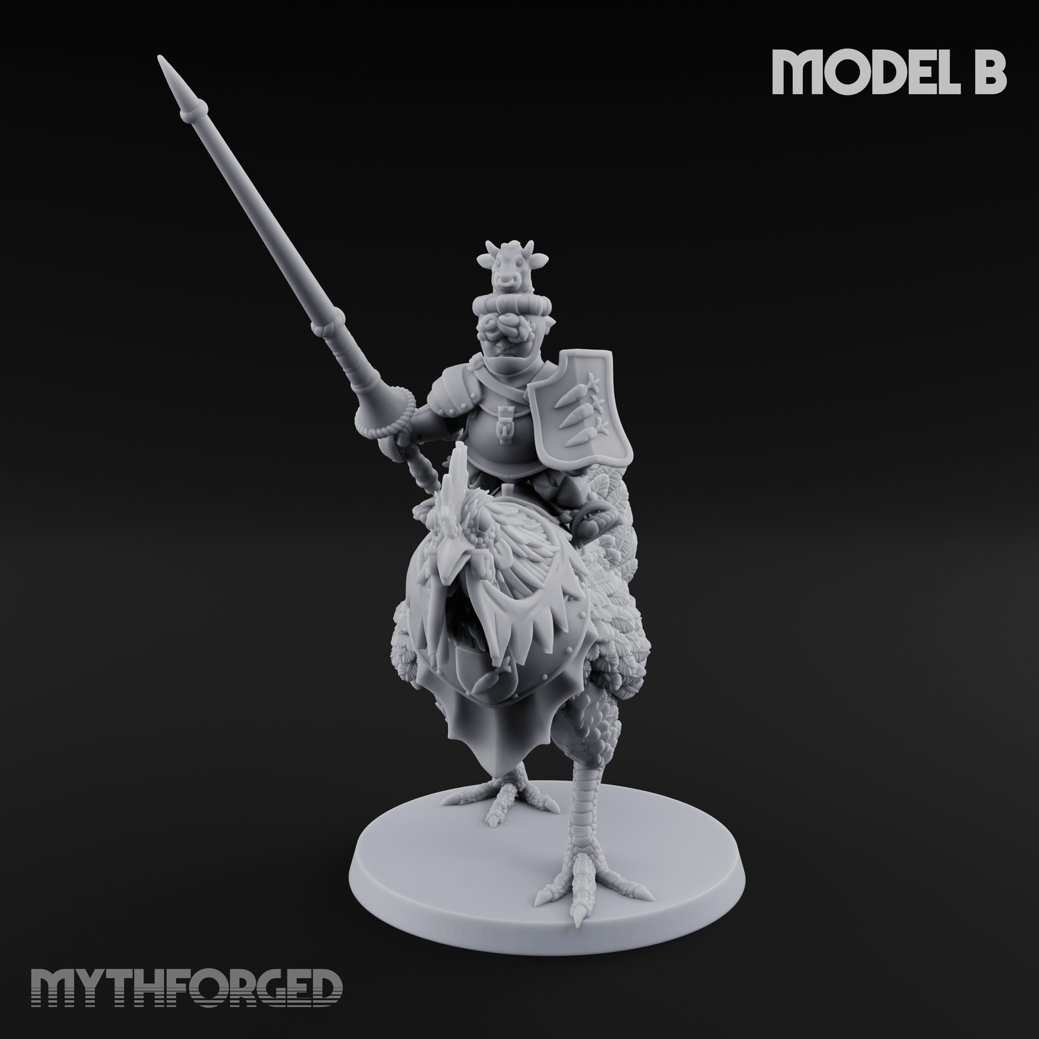 Regally Mounted Halfling Chicken Riders B Miniature for Dungeons and Dragons, Pathfinder or other TTRPGs