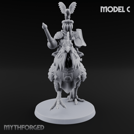 Regally Mounted Halfling Chicken Riders C Miniature for Dungeons and Dragons, Pathfinder or other TTRPGs