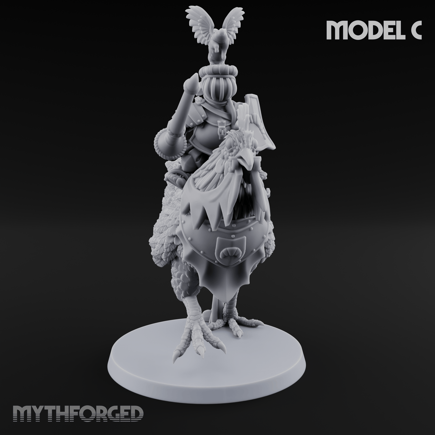 Regally Mounted Halfling Chicken Riders Miniature for Dungeons and Dragons, Pathfinder or other TTRPGs