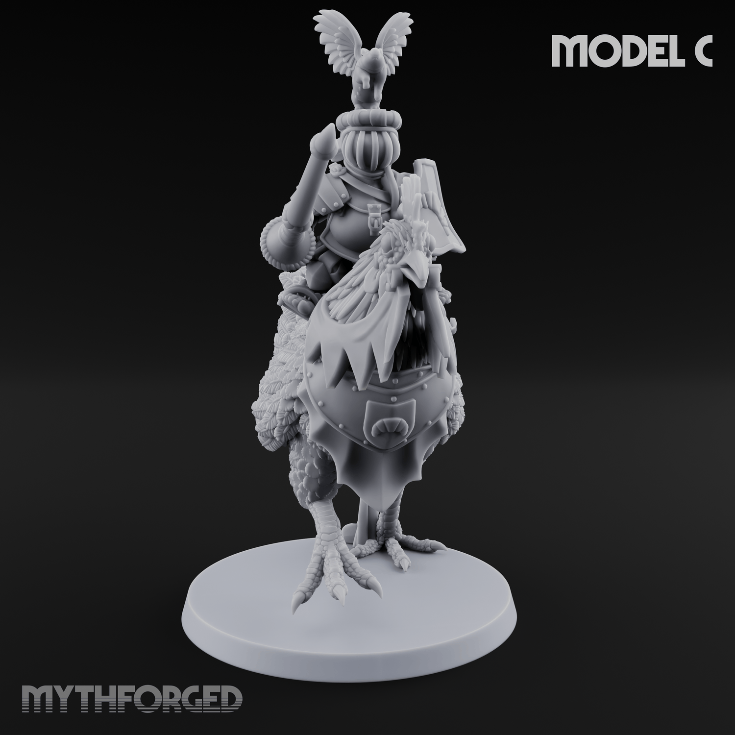 Regally Mounted Halfling Chicken Riders Miniature for Dungeons and Dragons, Pathfinder or other TTRPGs