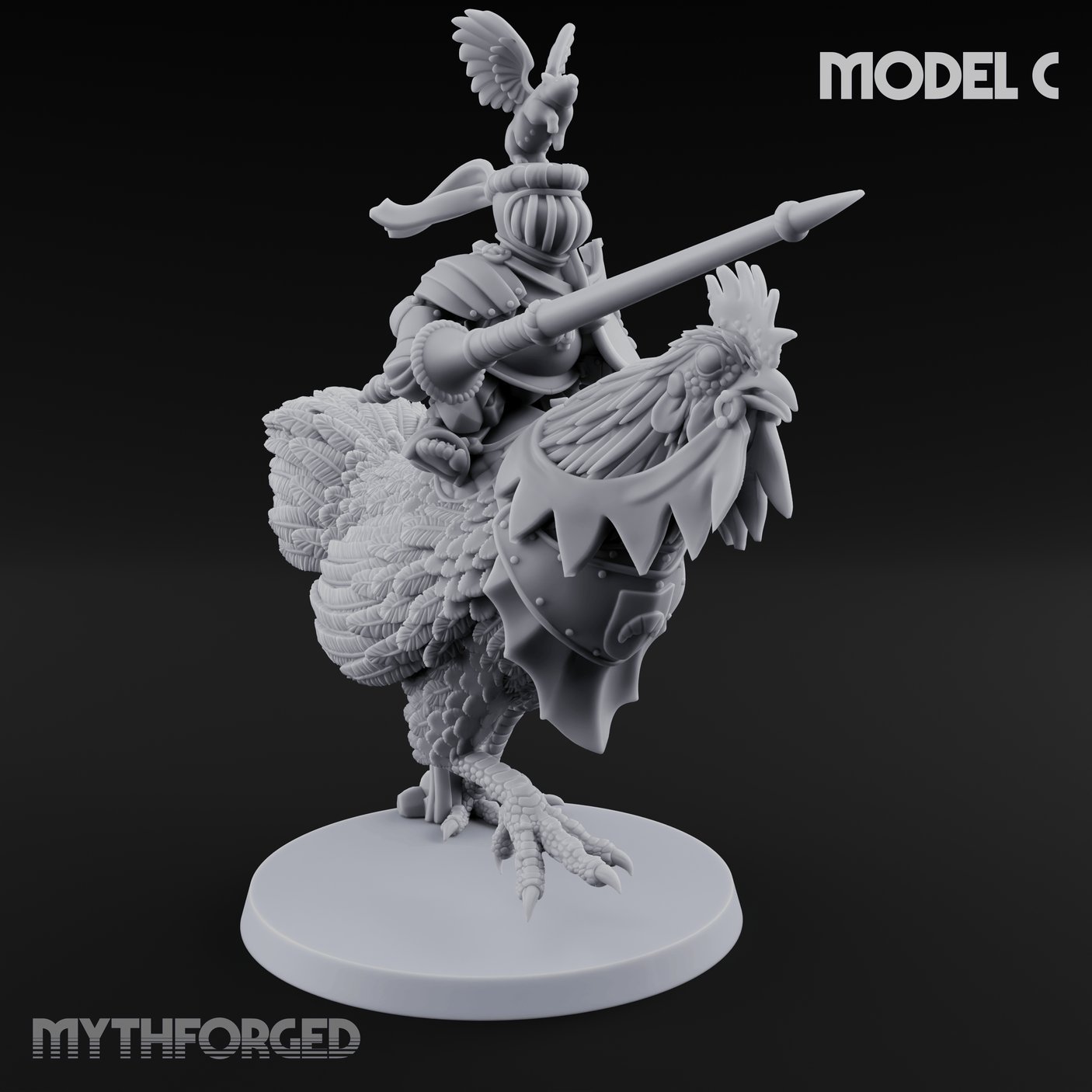 Regally Mounted Halfling Chicken Riders Miniature for Dungeons and Dragons, Pathfinder or other TTRPGs