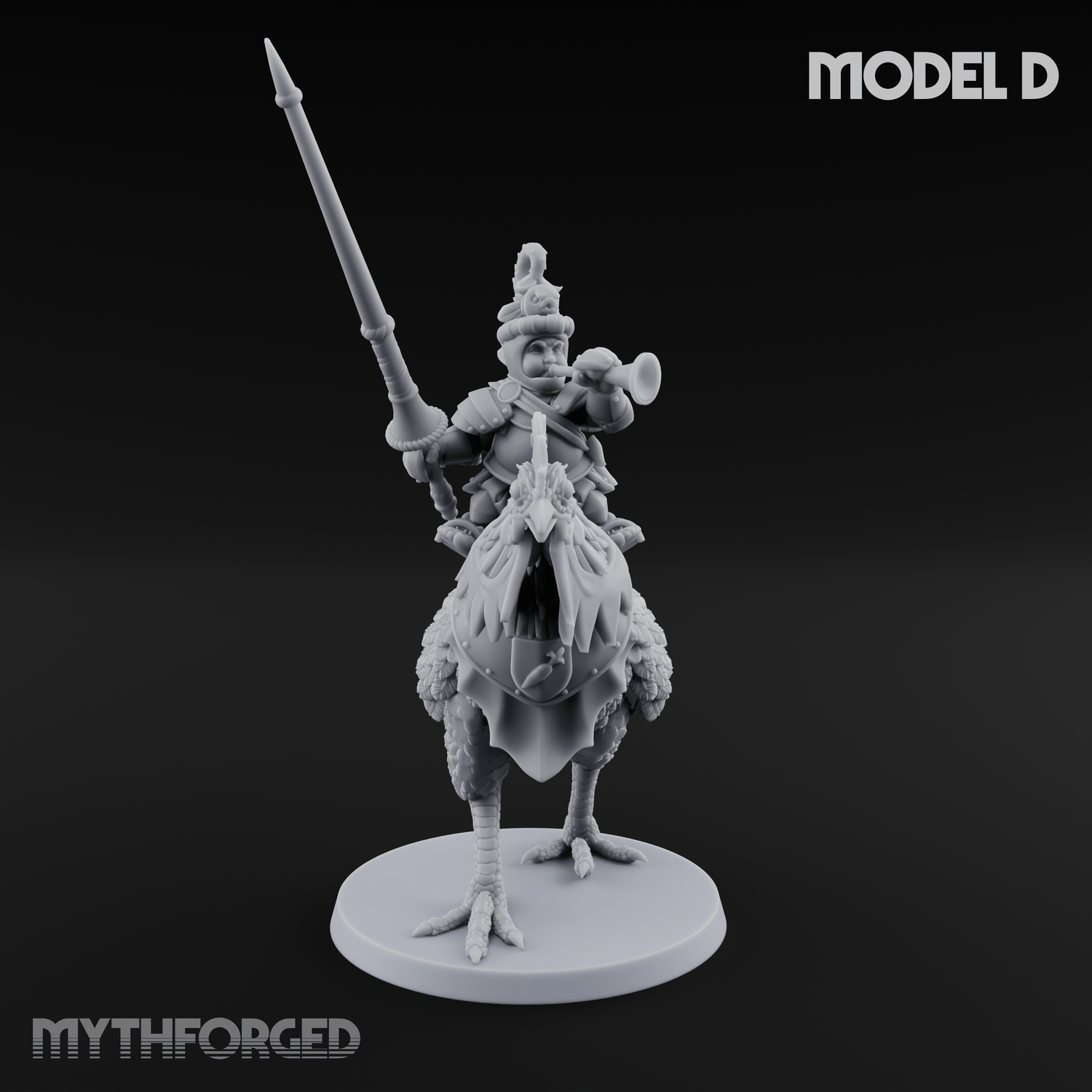 Regally Mounted Halfling Chicken Riders Miniature for Dungeons and Dragons, Pathfinder or other TTRPGs