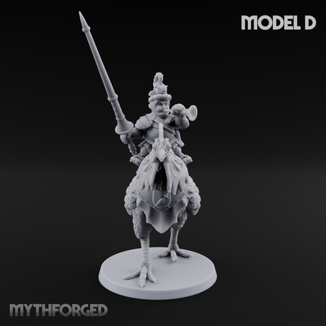 Regally Mounted Halfling Chicken Riders D Miniature for Dungeons and Dragons, Pathfinder or other TTRPGs