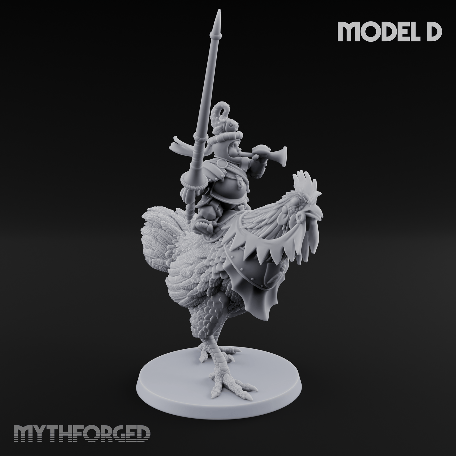 Regally Mounted Halfling Chicken Riders Miniature for Dungeons and Dragons, Pathfinder or other TTRPGs