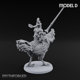 Regally Mounted Halfling Chicken Riders D Miniature for Dungeons and Dragons, Pathfinder or other TTRPGs