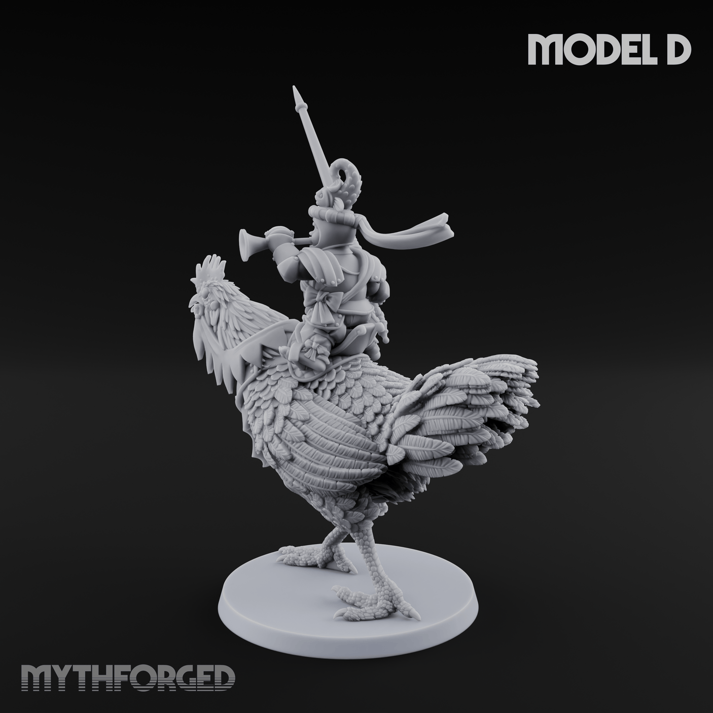 Regally Mounted Halfling Chicken Riders D Miniature for Dungeons and Dragons, Pathfinder or other TTRPGs