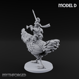 Regally Mounted Halfling Chicken Riders D Miniature for Dungeons and Dragons, Pathfinder or other TTRPGs