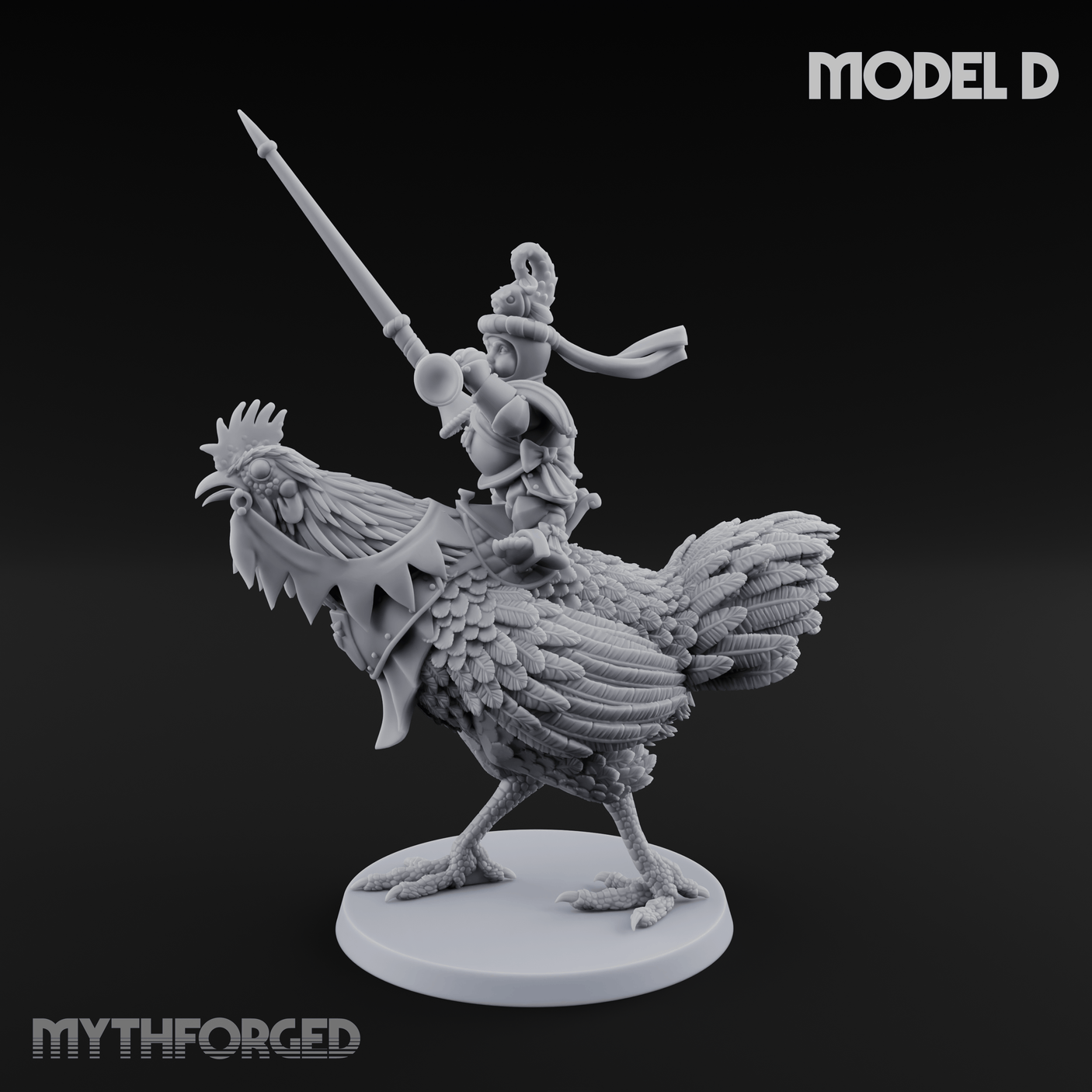 Regally Mounted Halfling Chicken Riders D Miniature for Dungeons and Dragons, Pathfinder or other TTRPGs
