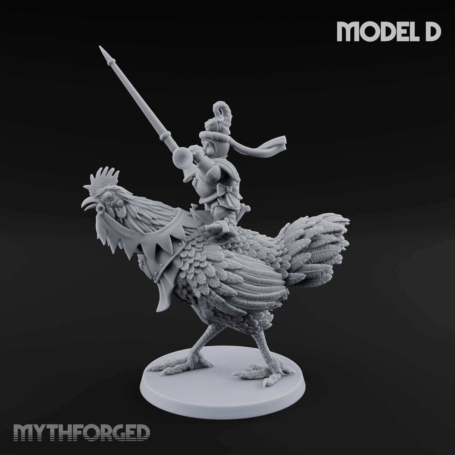 Regally Mounted Halfling Chicken Riders D Miniature for Dungeons and Dragons, Pathfinder or other TTRPGs