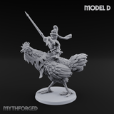 Regally Mounted Halfling Chicken Riders D Miniature for Dungeons and Dragons, Pathfinder or other TTRPGs