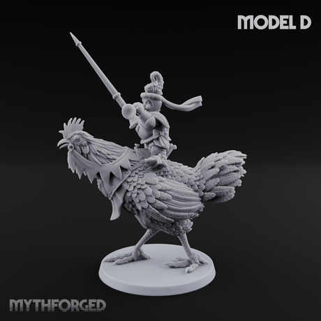 Regally Mounted Halfling Chicken Riders D Miniature for Dungeons and Dragons, Pathfinder or other TTRPGs