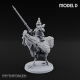 Regally Mounted Halfling Chicken Riders D Miniature for Dungeons and Dragons, Pathfinder or other TTRPGs