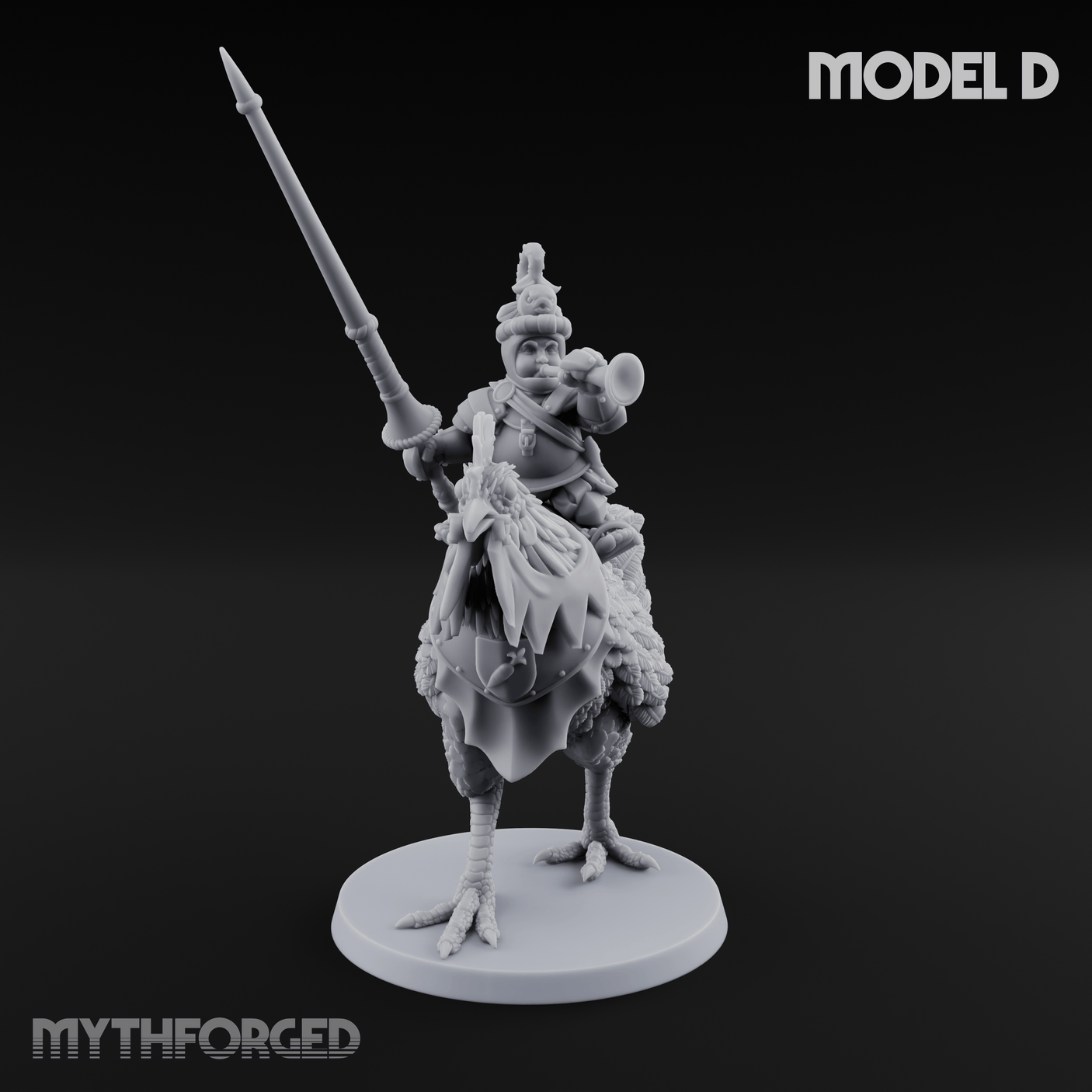 Regally Mounted Halfling Chicken Riders D Miniature for Dungeons and Dragons, Pathfinder or other TTRPGs