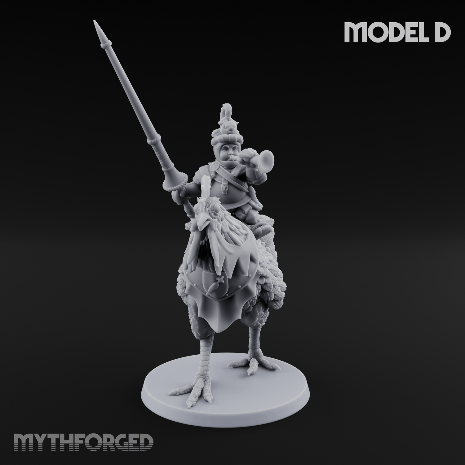 Regally Mounted Halfling Chicken Riders D Miniature for Dungeons and Dragons, Pathfinder or other TTRPGs