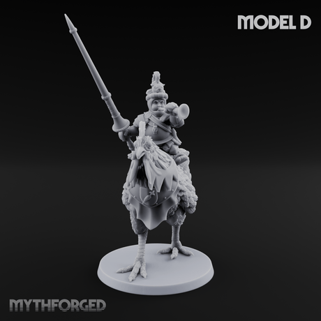 Regally Mounted Halfling Chicken Riders D Miniature for Dungeons and Dragons, Pathfinder or other TTRPGs