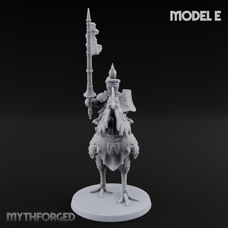 Regally Mounted Halfling Chicken Riders Miniature for Dungeons and Dragons, Pathfinder or other TTRPGs