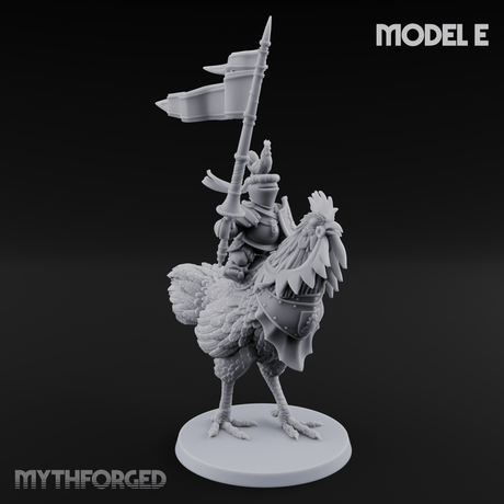 Regally Mounted Halfling Chicken Riders Miniature for Dungeons and Dragons, Pathfinder or other TTRPGs