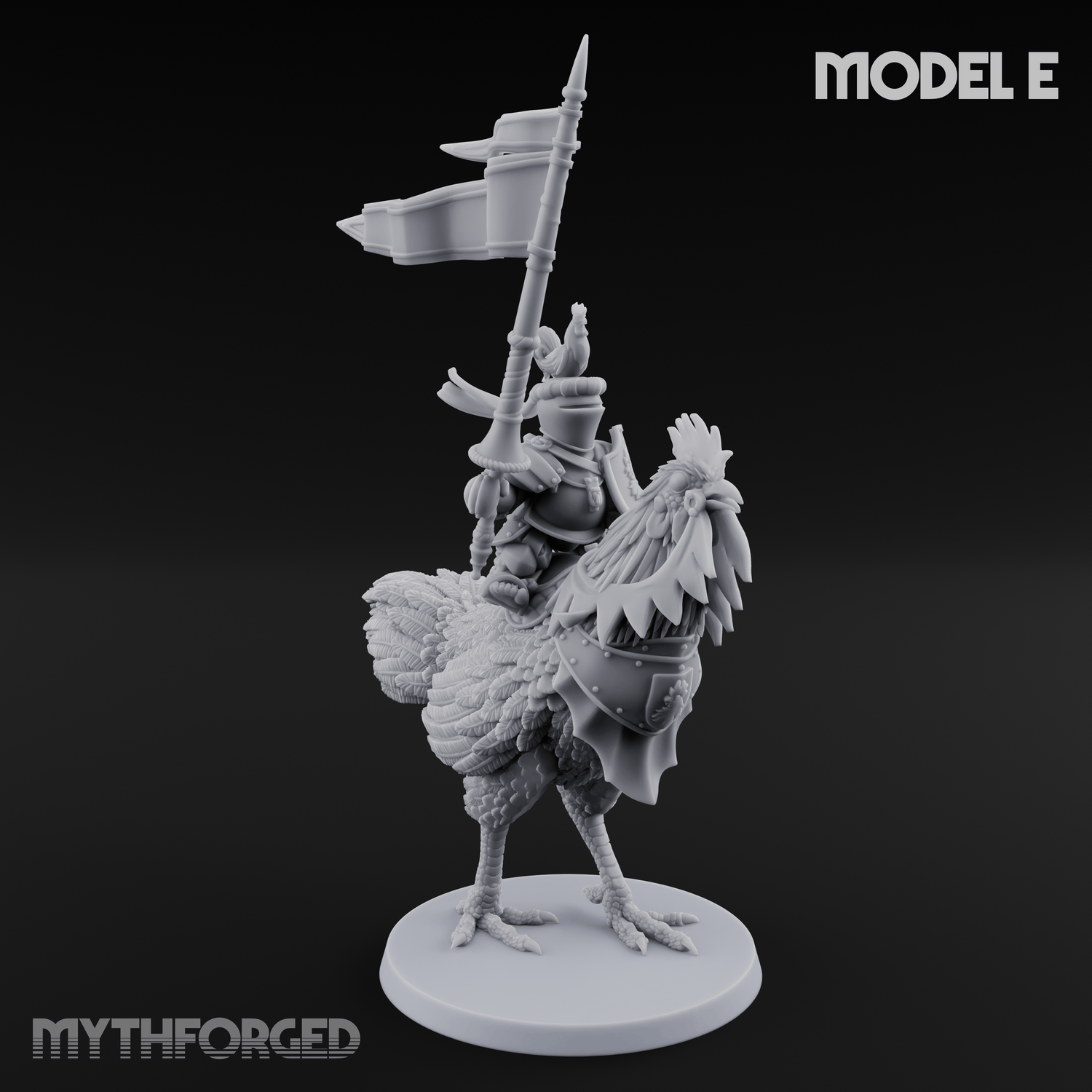 Regally Mounted Halfling Chicken Riders E Miniature for Dungeons and Dragons, Pathfinder or other TTRPGs