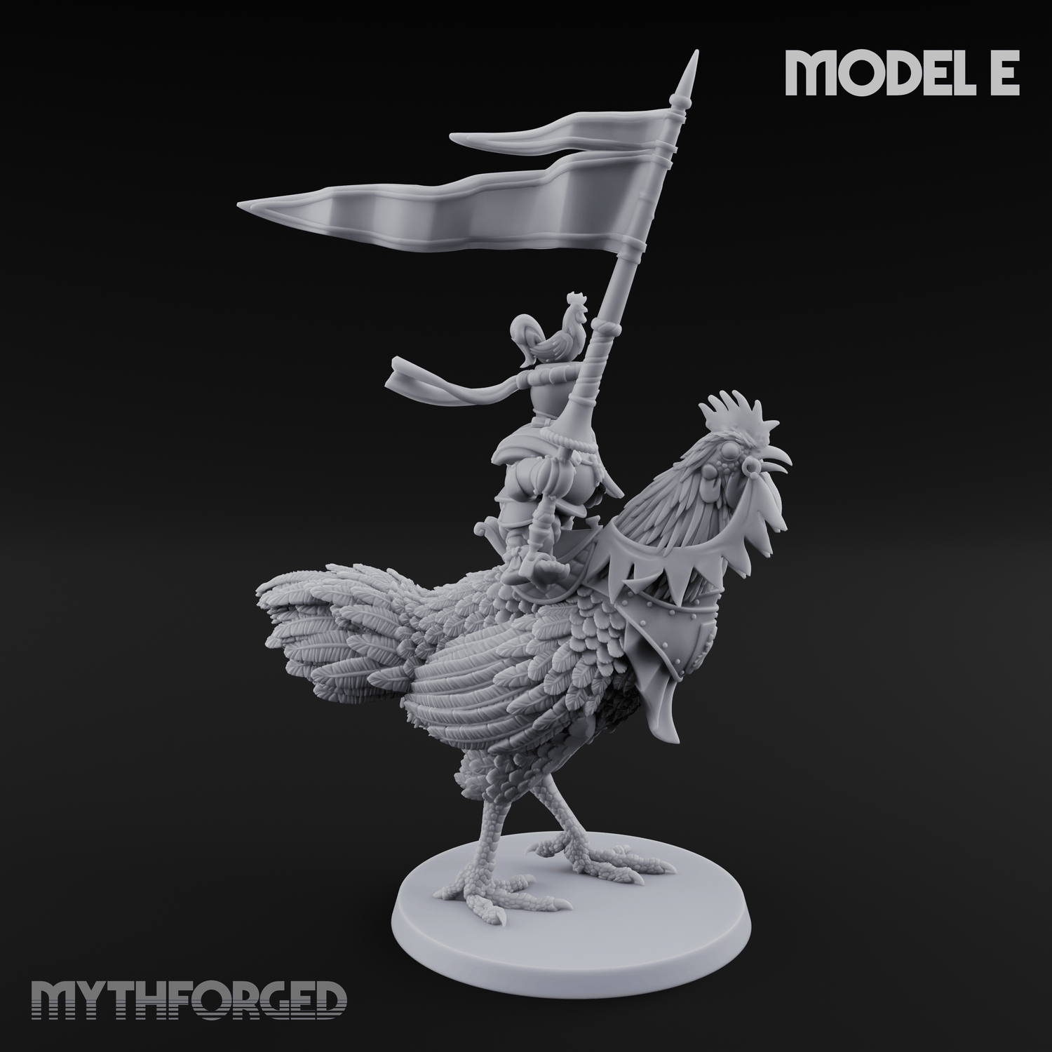 Regally Mounted Halfling Chicken Riders E Miniature for Dungeons and Dragons, Pathfinder or other TTRPGs