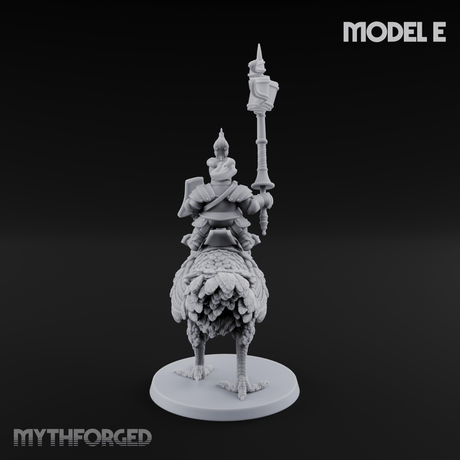 Regally Mounted Halfling Chicken Riders E Miniature for Dungeons and Dragons, Pathfinder or other TTRPGs